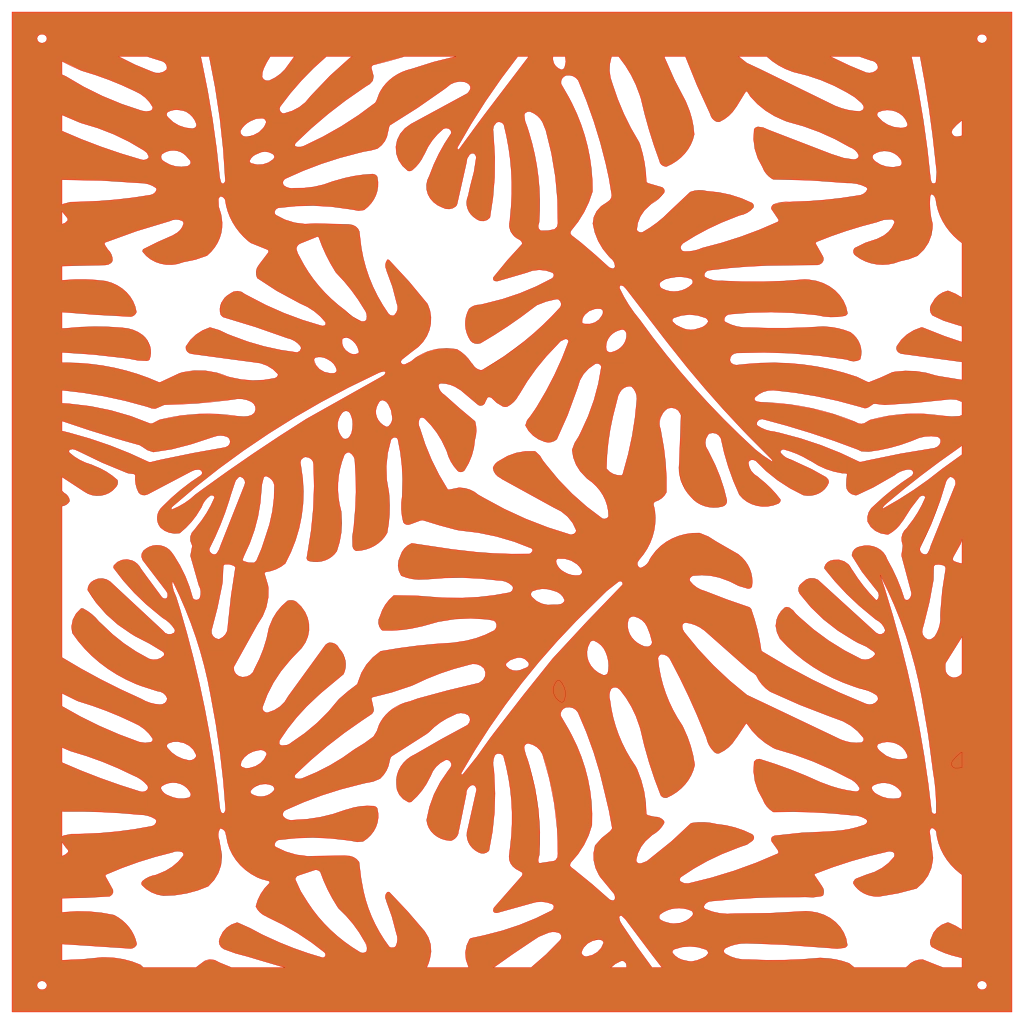 Detalle de panel ornamental con diseño de hojas tropicales