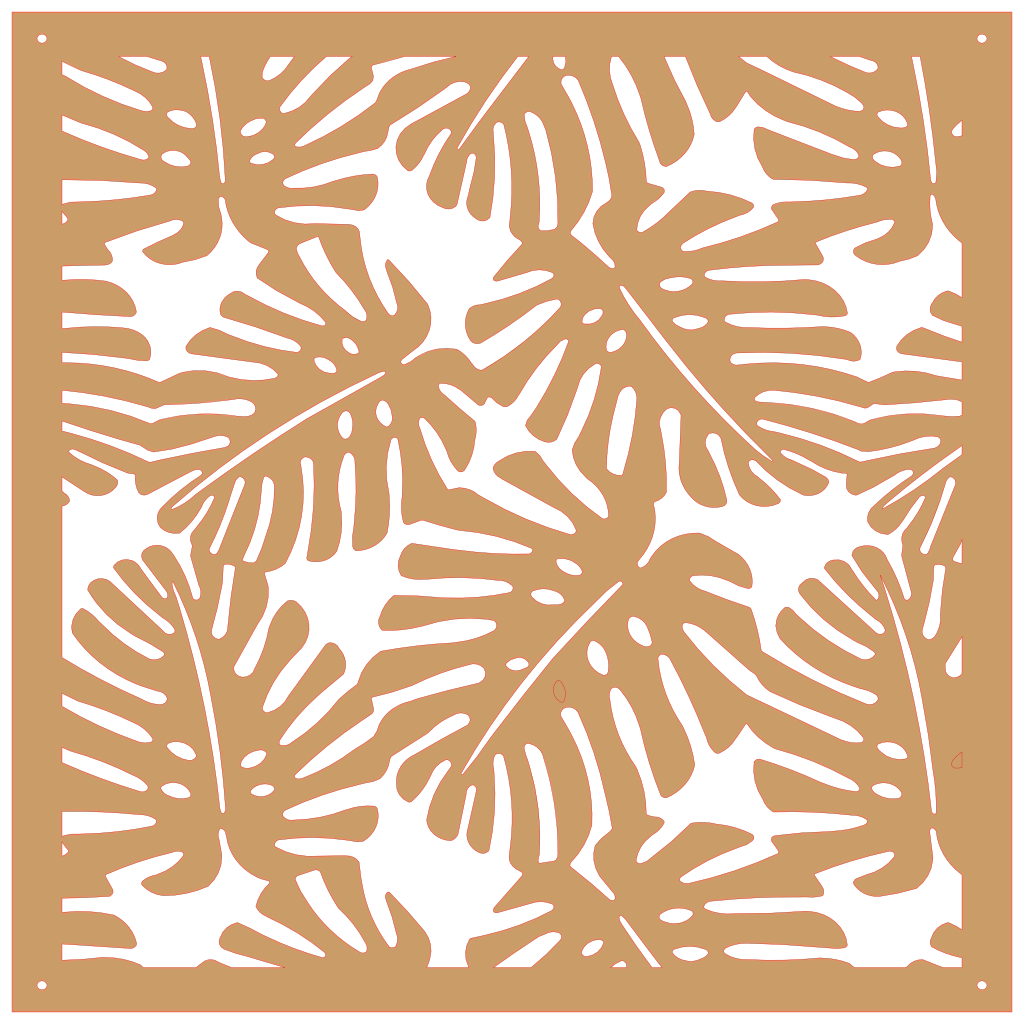 Detalle de panel ornamental con diseño de hojas tropicales