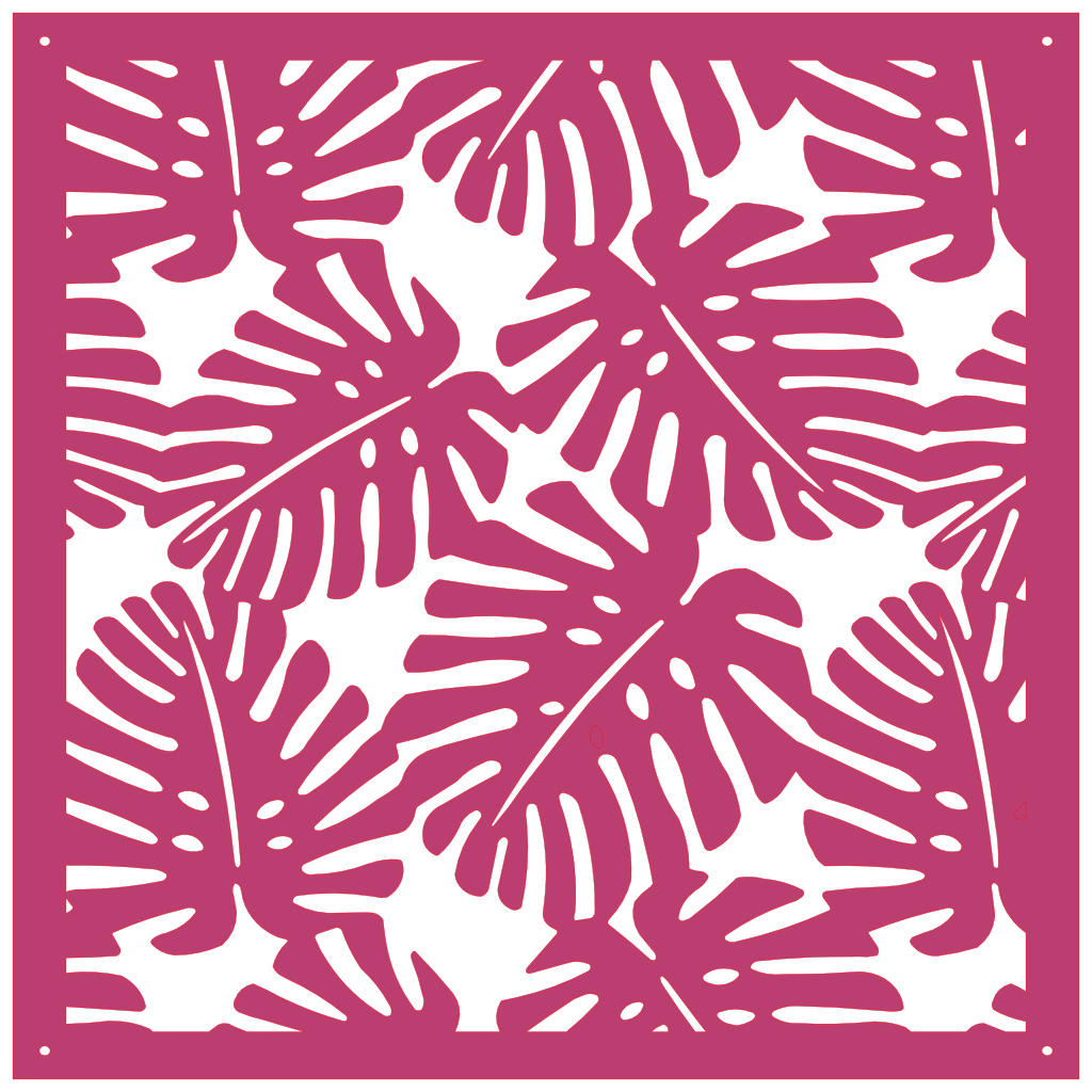 Detalle de panel ornamental con diseño de hojas tropicales