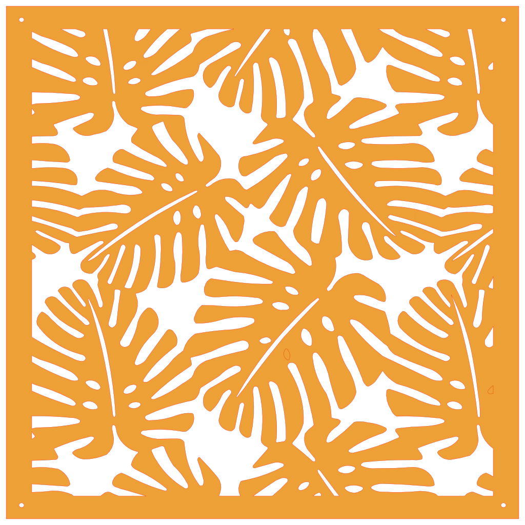 Detalle de panel ornamental con diseño de hojas tropicales