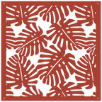 Detalle de panel ornamental con diseño de hojas tropicales