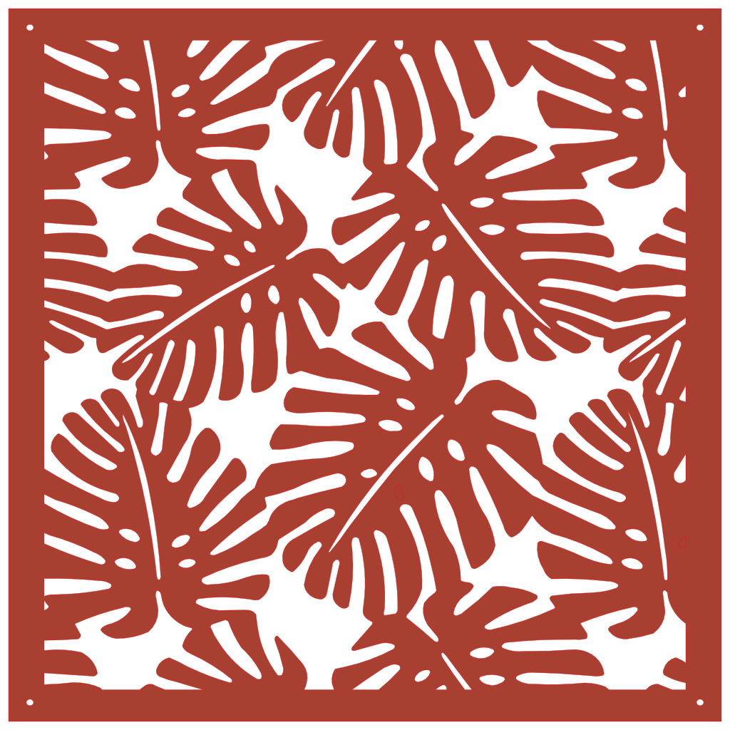 Detalle de panel ornamental con diseño de hojas tropicales