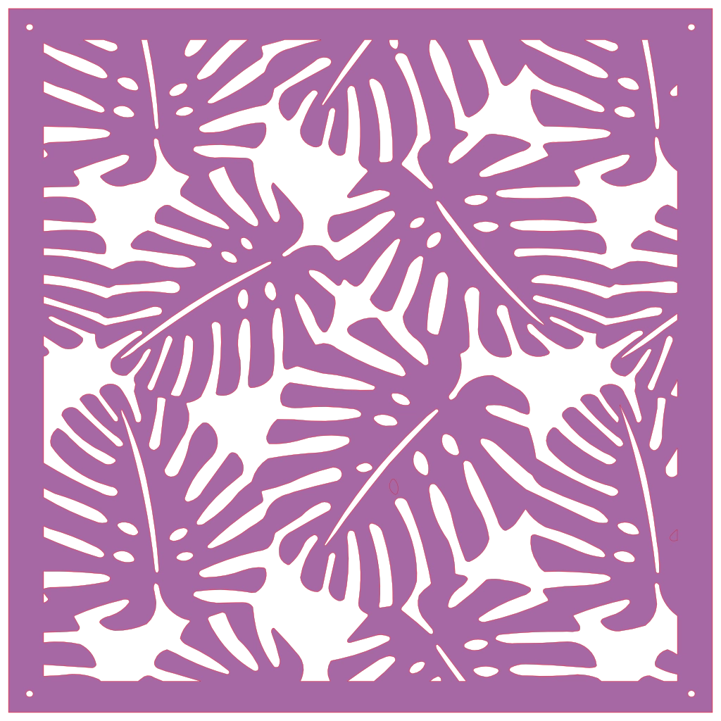 Panel decorativo de pared con hojas tropicales realizado en corte láser