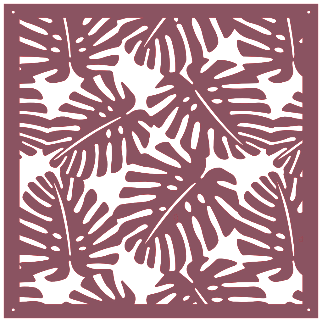 Detalle de panel ornamental con diseño de hojas tropicales