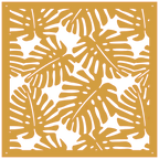 Detalle de panel ornamental con diseño de hojas tropicales