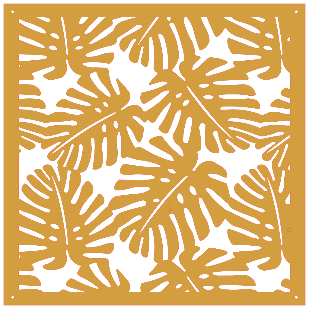 Detalle de panel ornamental con diseño de hojas tropicales