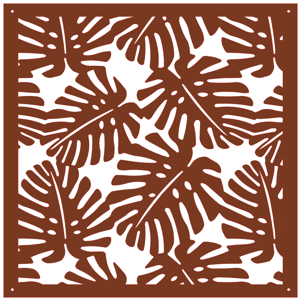 Detalle de panel ornamental con diseño de hojas tropicales