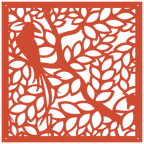 Panel decorativo de pared con diseño de árbol y hojas cortado con láser