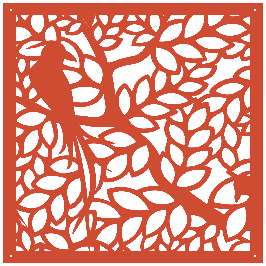 Panel decorativo de pared con diseño de árbol y hojas cortado con láser