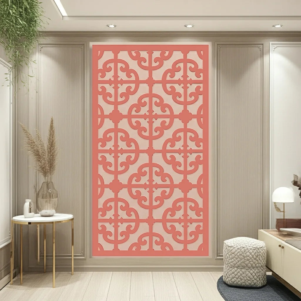 Panel ornamental modular geométrico para diseño de interiores elegantes