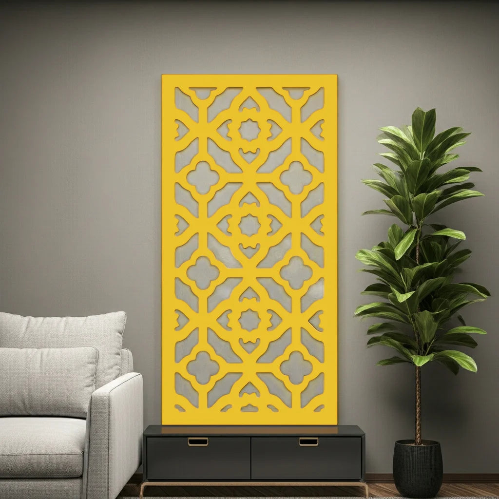 Composición mural con paneles geométricos modulares de diseño moderno