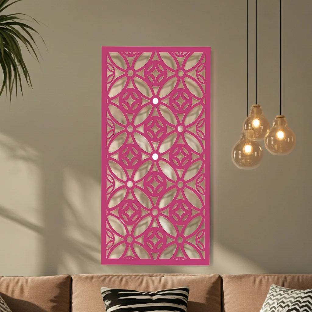 Panel decorativo de madera con patrón geométrico para interiores