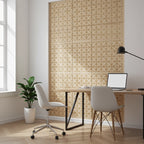 Panel decorativo geométrico modular aplicado en espacio contemporáneo