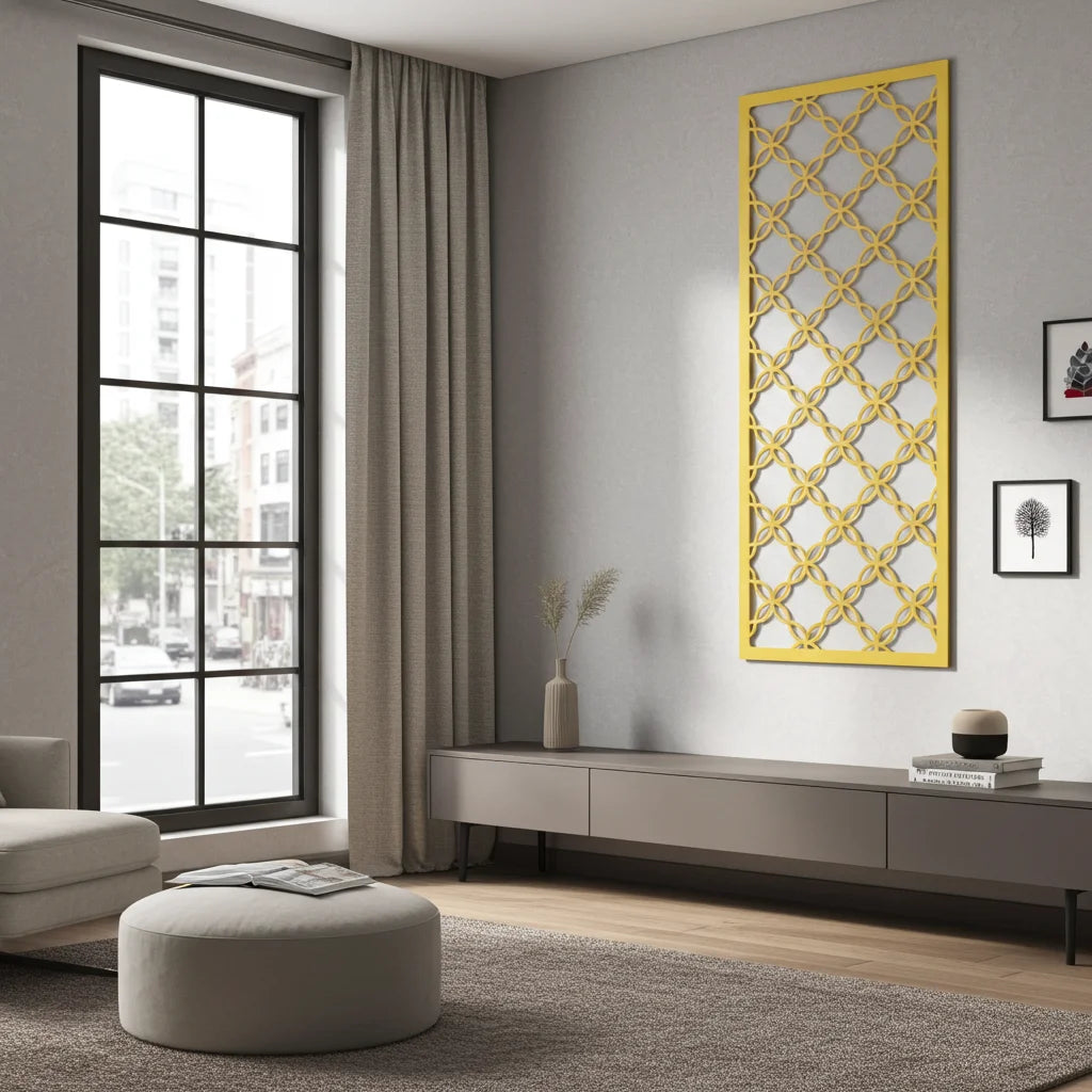 Composición mural con paneles geométricos modulares de diseño moderno