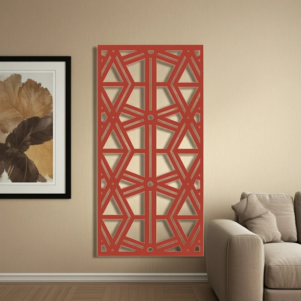 Composición mural con paneles geométricos modulares de diseño moderno