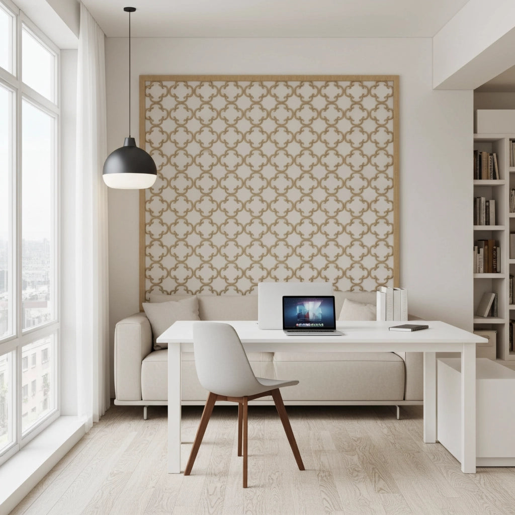 Panel ornamental modular geométrico de madera para decoración de pared interior