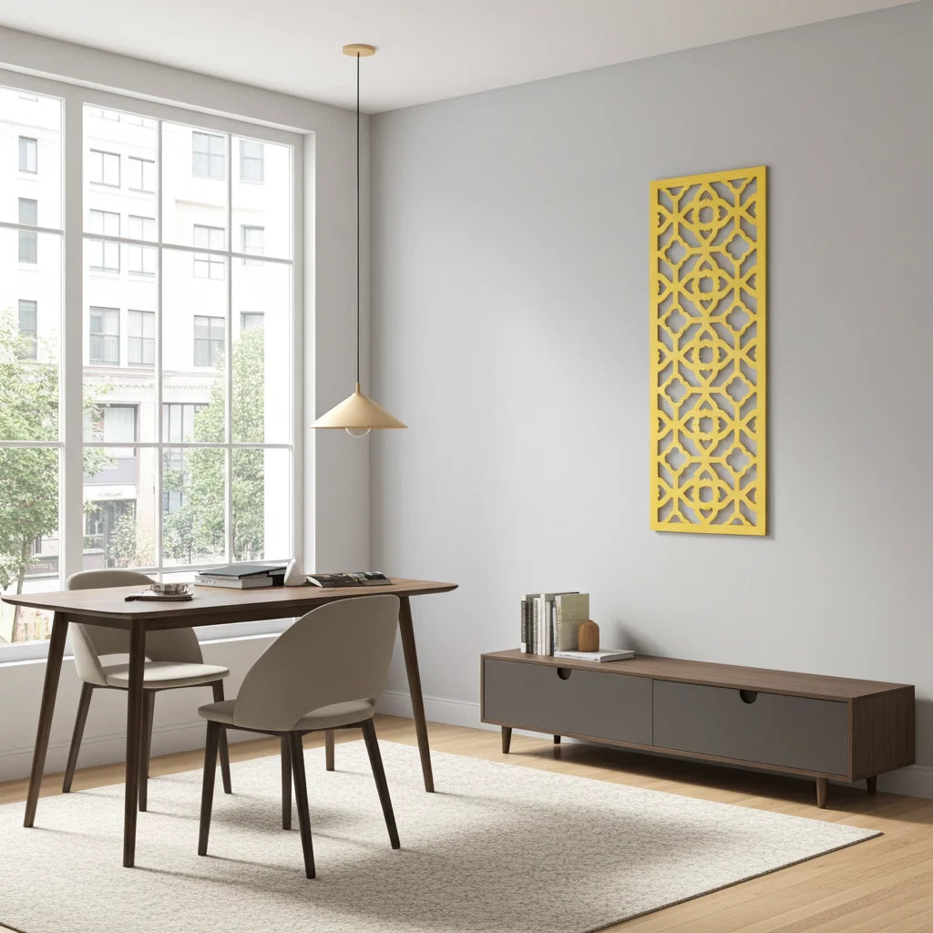 Composición mural con paneles geométricos modulares de diseño moderno