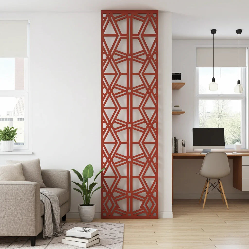 Composición mural con paneles geométricos modulares de diseño moderno