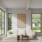 Panel decorativo de madera con patrón geométrico para interiores