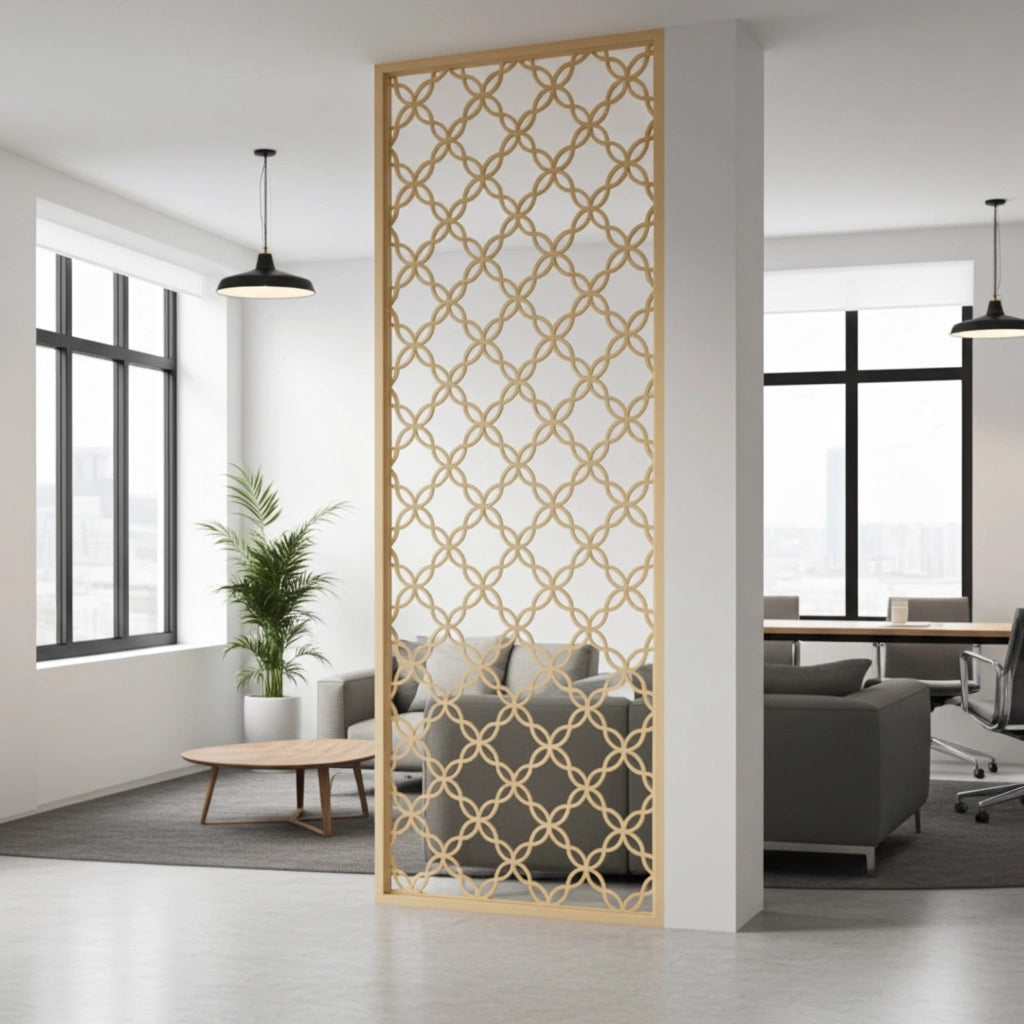 Composición mural con paneles geométricos modulares de diseño moderno