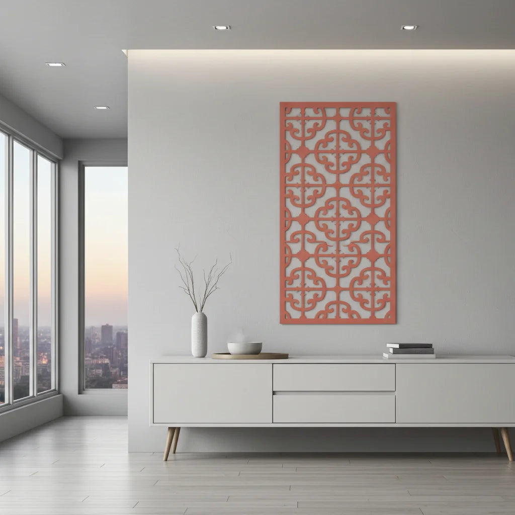 Panel ornamental modular geométrico para diseño de interiores elegantes