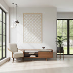 Panel ornamental modular geométrico de madera para decoración de pared interior