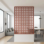 Panel decorativo geométrico modular aplicado en espacio contemporáneo