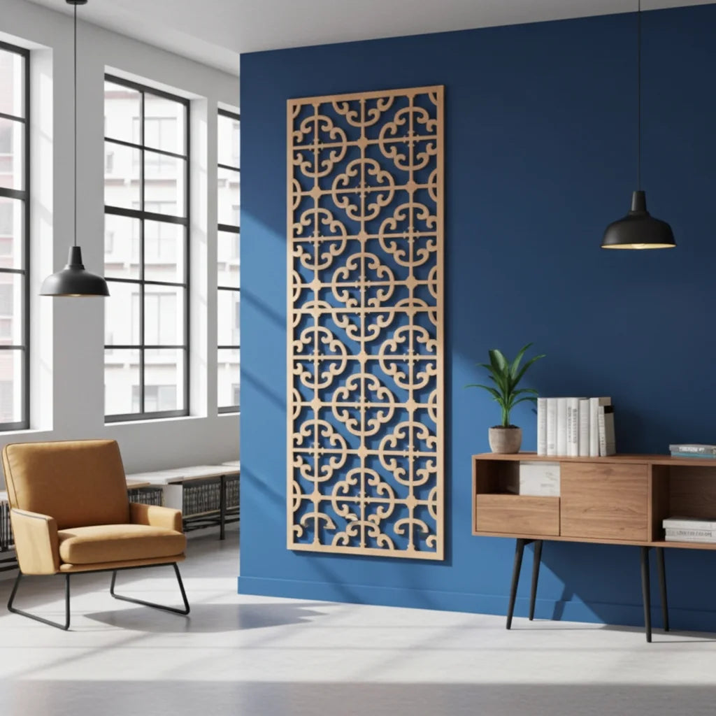 Panel ornamental modular geométrico para diseño de interiores elegantes