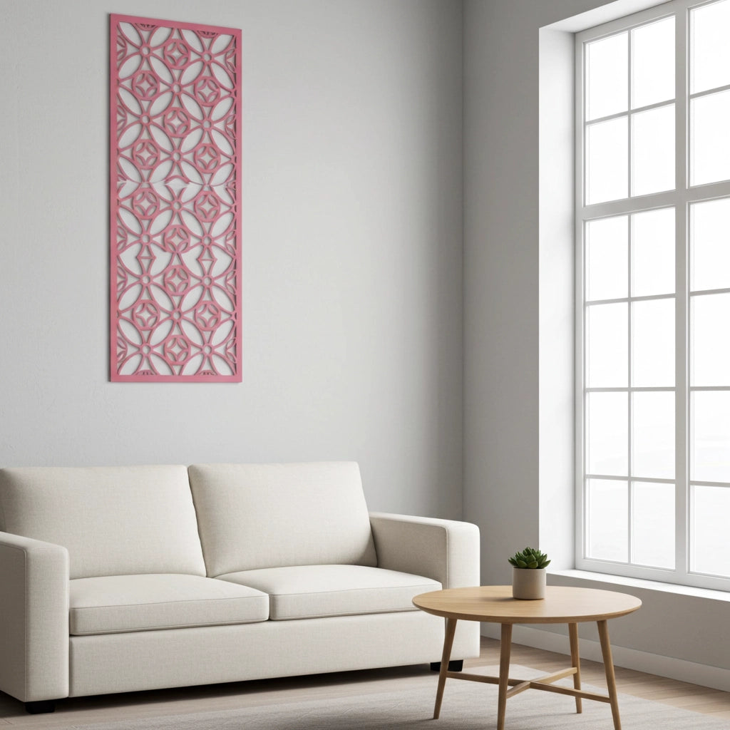 Panel decorativo de madera con patrón geométrico para interiores