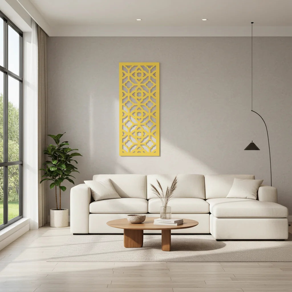 Composición mural con paneles geométricos modulares de diseño moderno