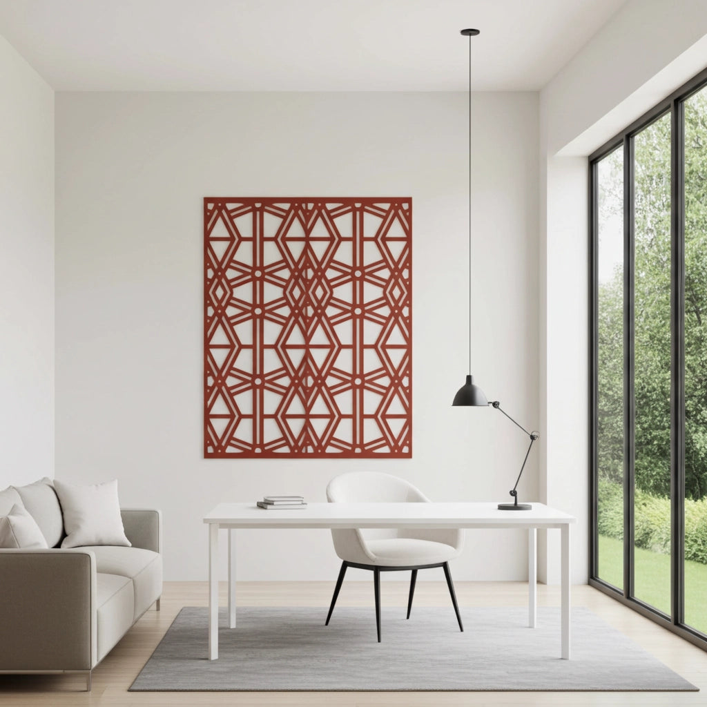 Composición mural con paneles geométricos modulares de diseño moderno