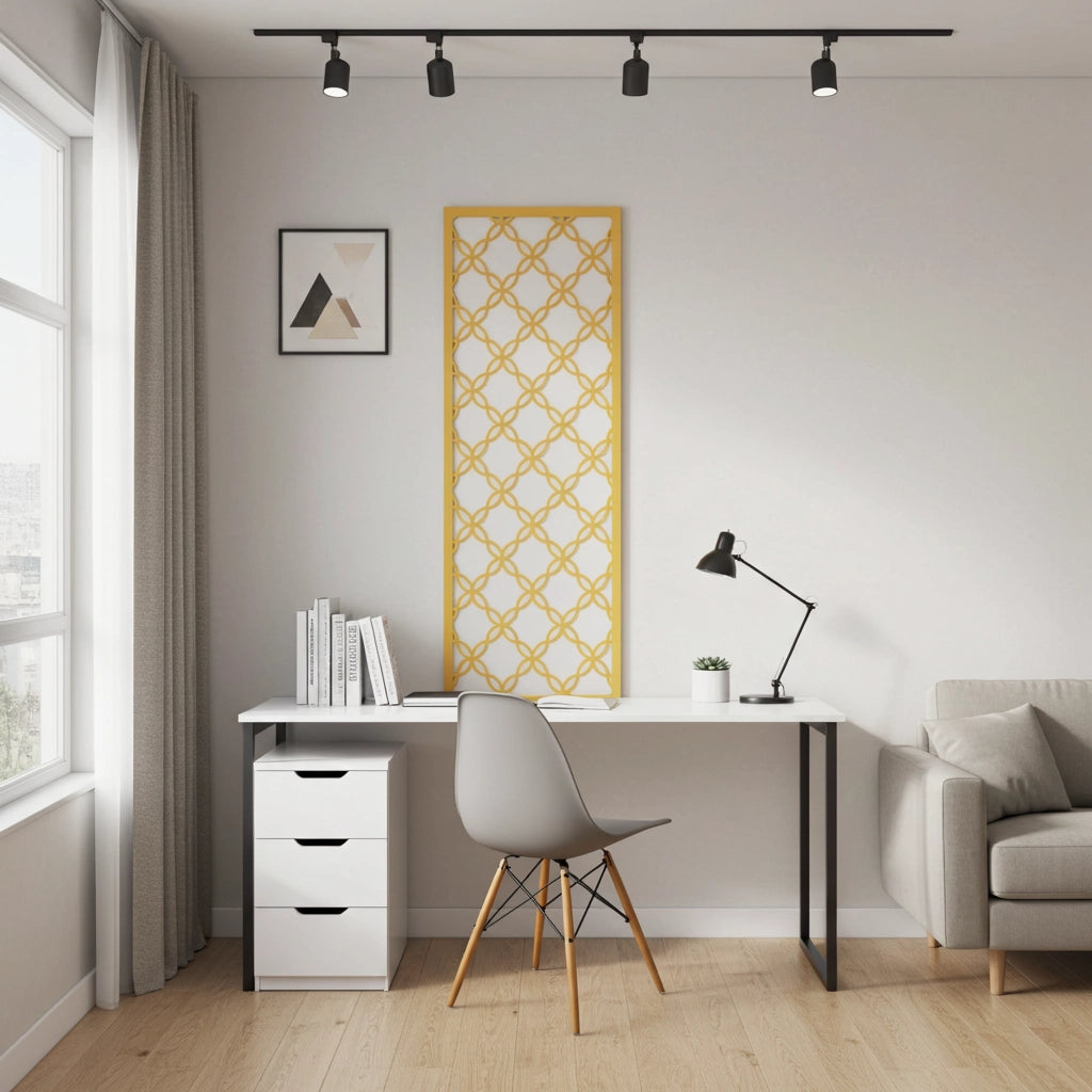 Composición mural con paneles geométricos modulares de diseño moderno