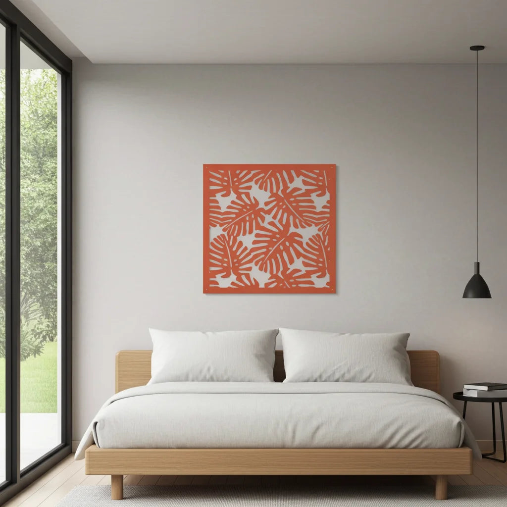 Panel decorativo modular de madera con diseño vegetal