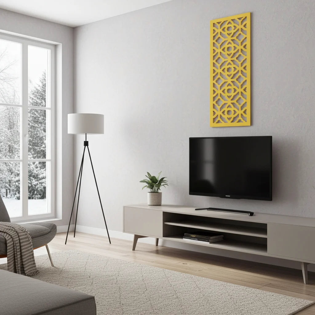 Composición mural con paneles geométricos modulares de diseño moderno