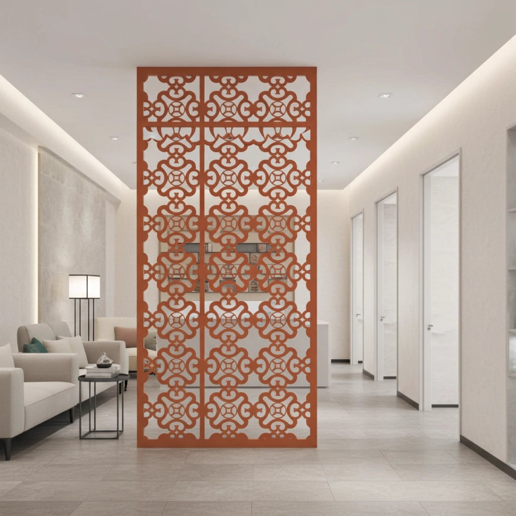 Panel decorativo geométrico modular aplicado en espacio contemporáneo