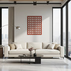 Panel decorativo geométrico modular aplicado en espacio contemporáneo