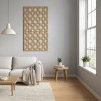 Panel decorativo de madera con patrón geométrico para interiores