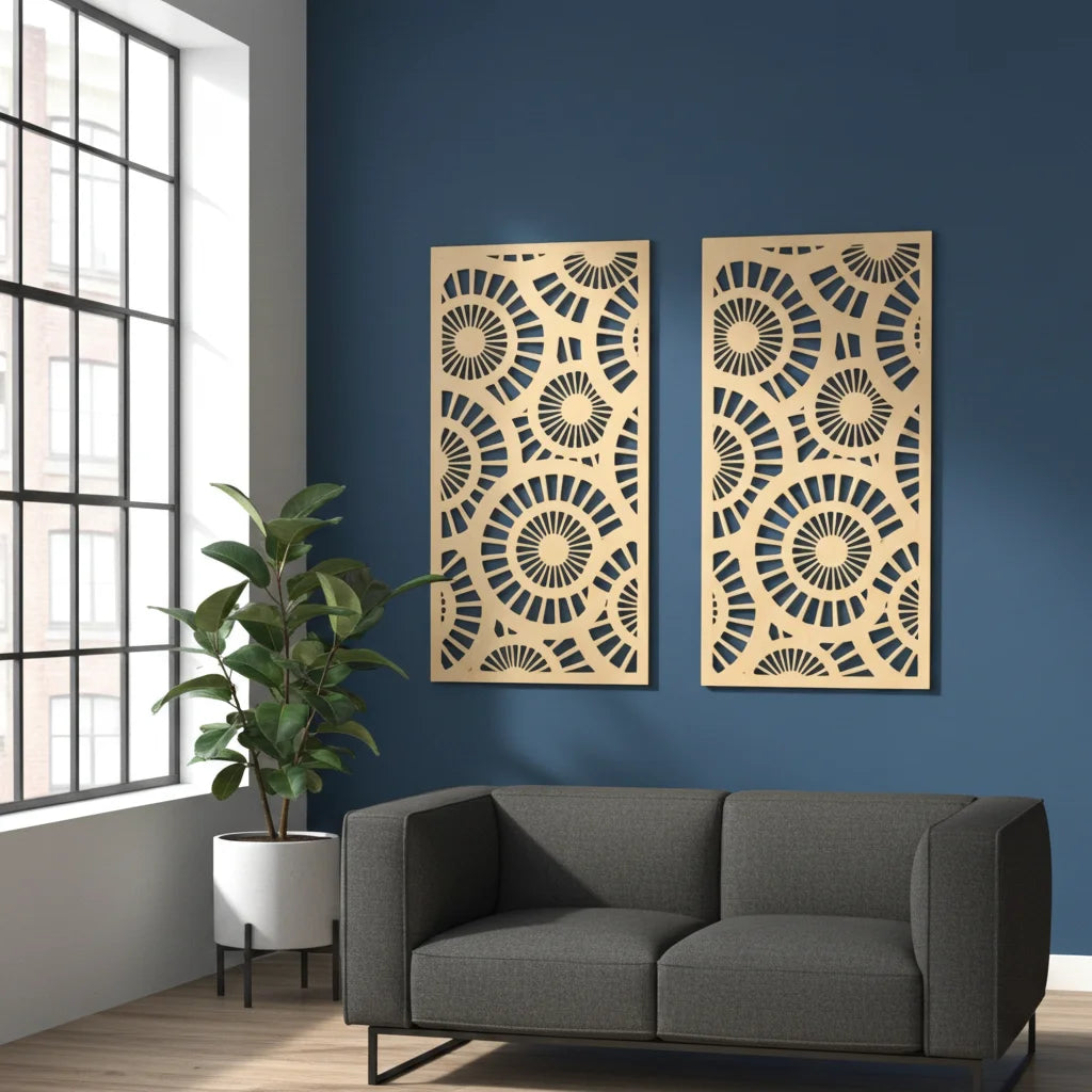 Panel ornamental modular geométrico para diseño de interiores elegantes