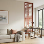 Panel decorativo geométrico modular aplicado en espacio contemporáneo