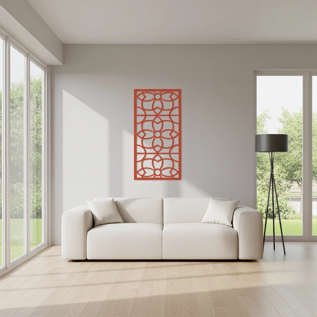 Panel ornamental modular geométrico de madera para decoración de pared interior