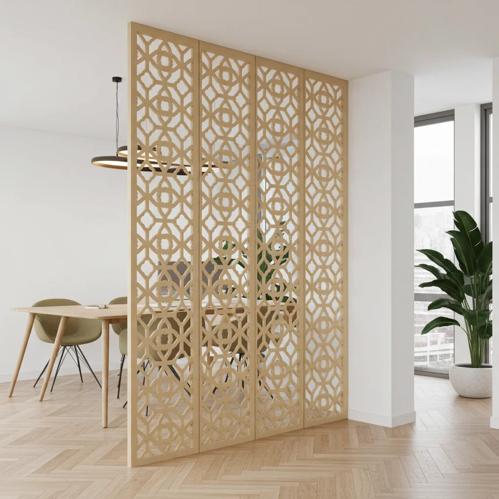 Composición mural con paneles geométricos modulares de diseño moderno